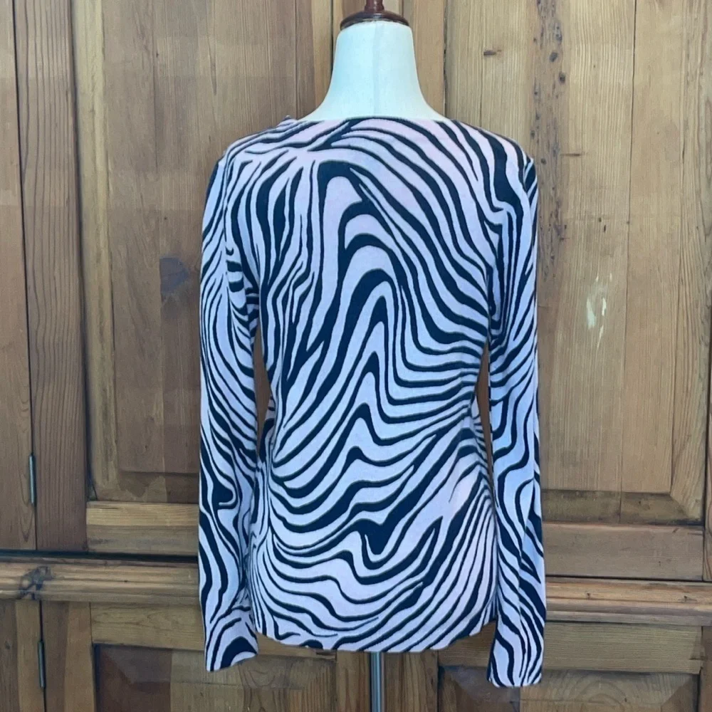 J.Crew Everyday Long Sleeve Cashmere Zebra Print Pink/Blue Sweater Sz. S